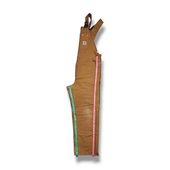Carhartt Brown R03 BIB Overalls Men's 40 X 32 Insulated Quilted